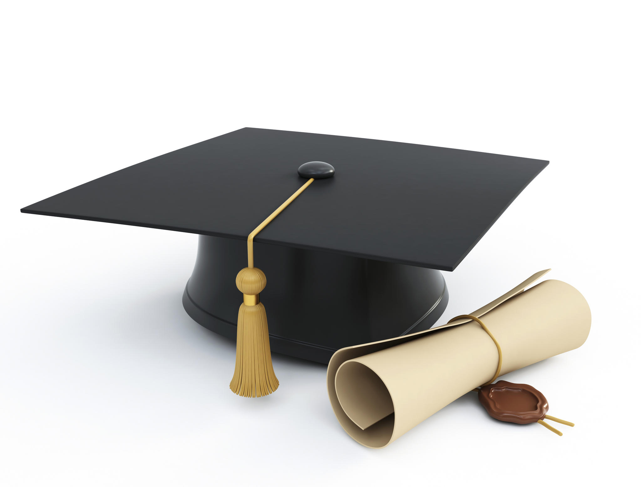 graduation cap diploma isolated on a white background